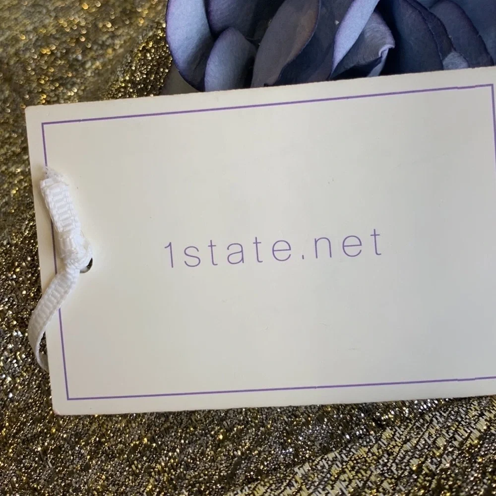 1.State Gold Silver Metallic Short Sleeveless Mini Cocktail Party Dress Women XL - Picture 9 of 12